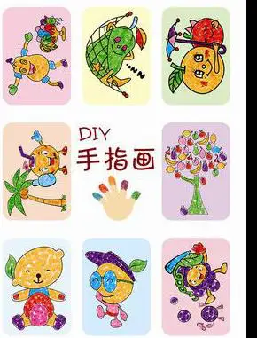 BOHS Дети палец краски Живопись моющиеся набор для граффити игрушки, 1 набор = 8 узоров - Цвет: Fruites
