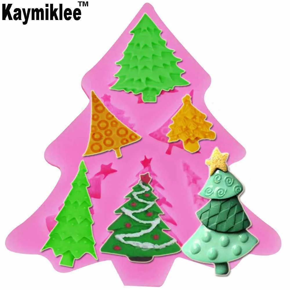 Kaymiklee M829 Christmas trees Mold for Sugar Chocolate Jello Jelly Ice Fondant Cake Silicone