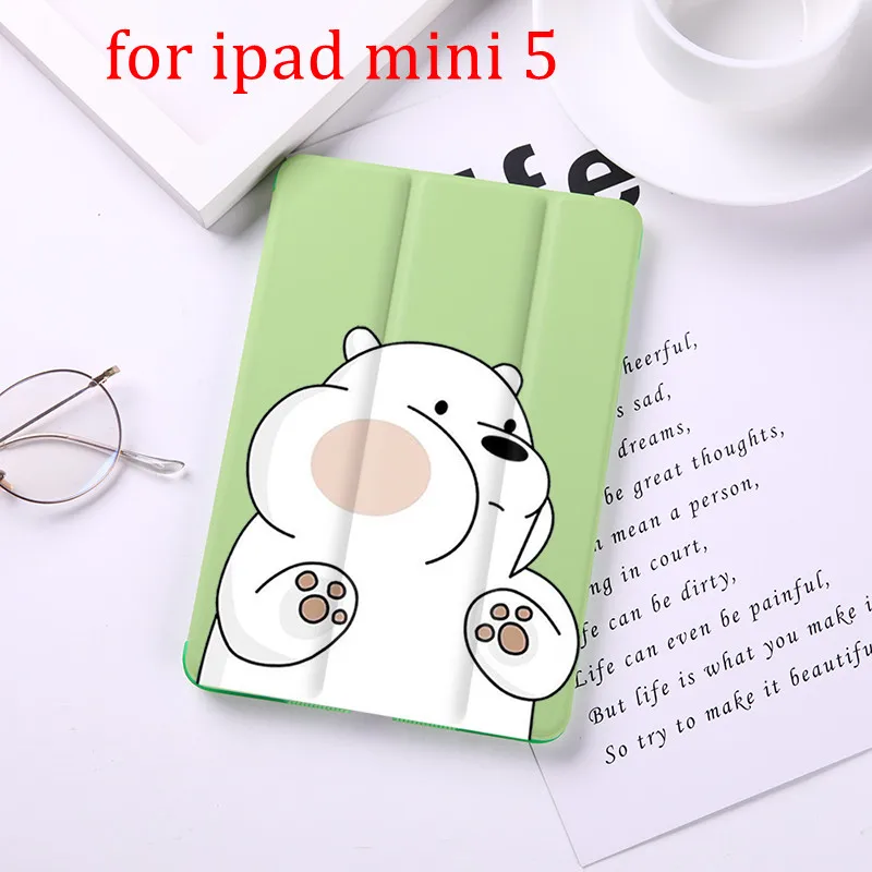 Чехол-книжка с изображением медведей из мультфильма для iPad Mini 5, 4, 3, 2, 1, чехол для планшета Mini 1, 2, 3 из искусственной кожи, чехол с защитой от холода, с функцией автоматического сна - Цвет: for Mini 5