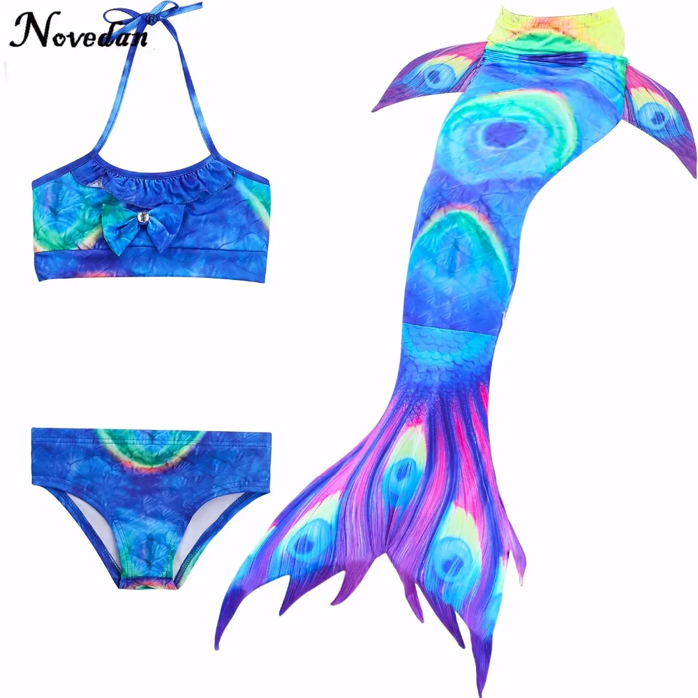 3Pcs/Set Children Mermaid Tail Swimsuit Kids Girls Swimwear Bathing Suit Cosplay Costume New 2018 Bikini Set Swimming Suits