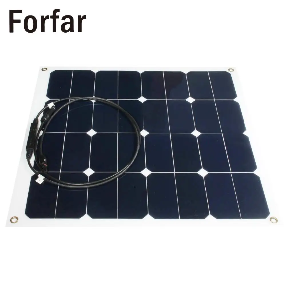 

Forfar Outdool Efficiency 12v 50w Sunpower Soft Semi Flexible Solar Panel Monocrystalline Outdoor Tool