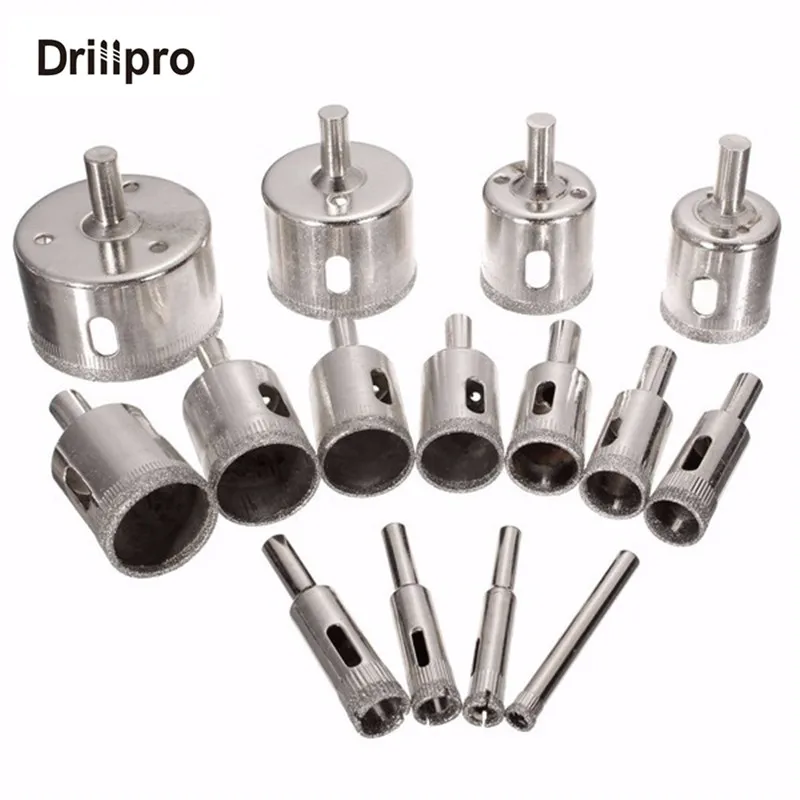 Drillpro, 15 шт., 6-50 мм, алмазная пила, набор сверл, дырокол, плитка, керамика, стекло, мрамор, сверла, высокое качество