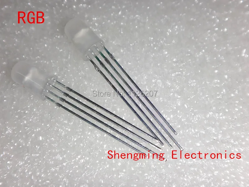 

100pcs 5mm 4pins RGB LED Common Cathode Tri-Color Emitting Diodes Diffused