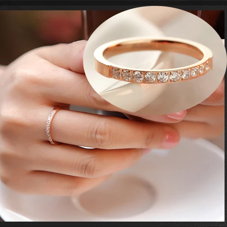 Женское кольцо стразы из титановой стали цвета розового золота модные женские