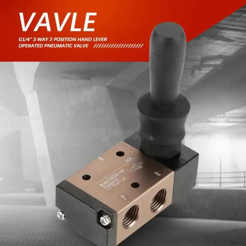 3H210 08 2 Position 3 Way 1/4" Hand Lever Operated Pneumatic Valve Air