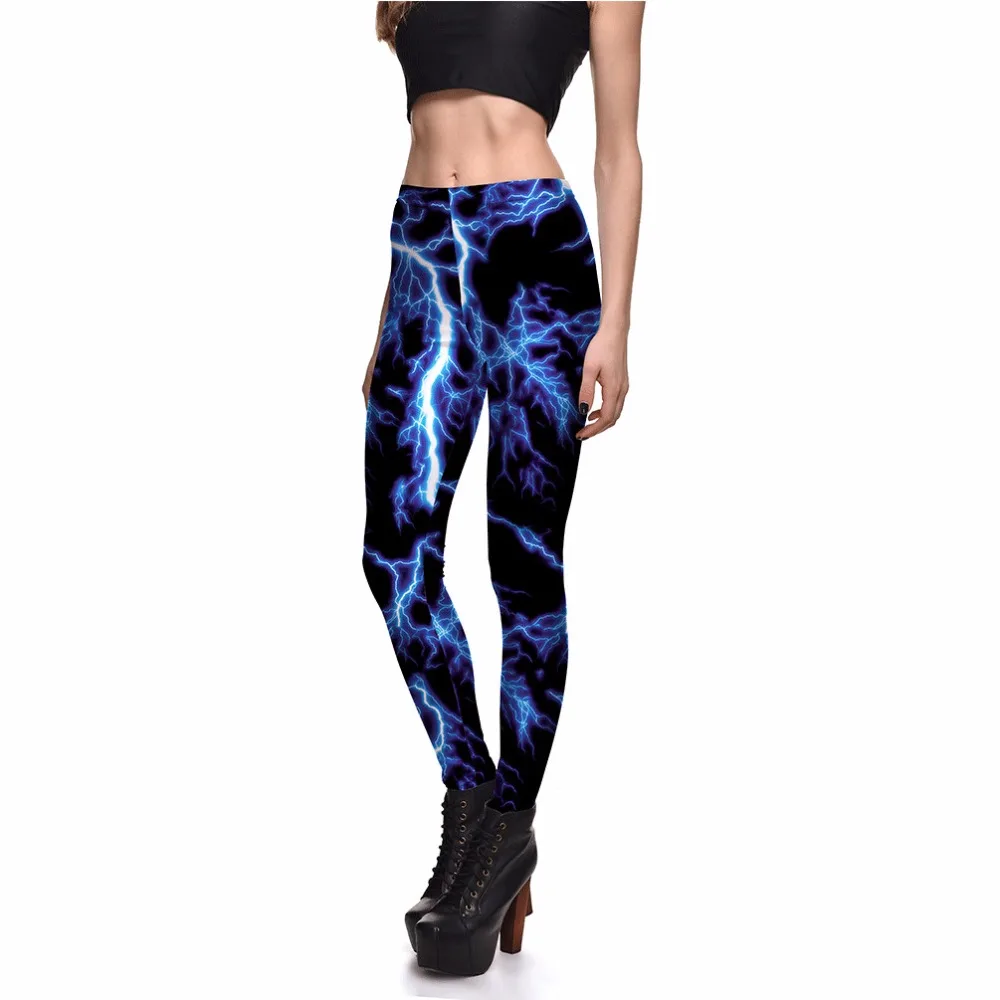 

Popular Italy new fashion personality lightning pattern printing leggings Slim sexy fitness ladies casual high waist leggings