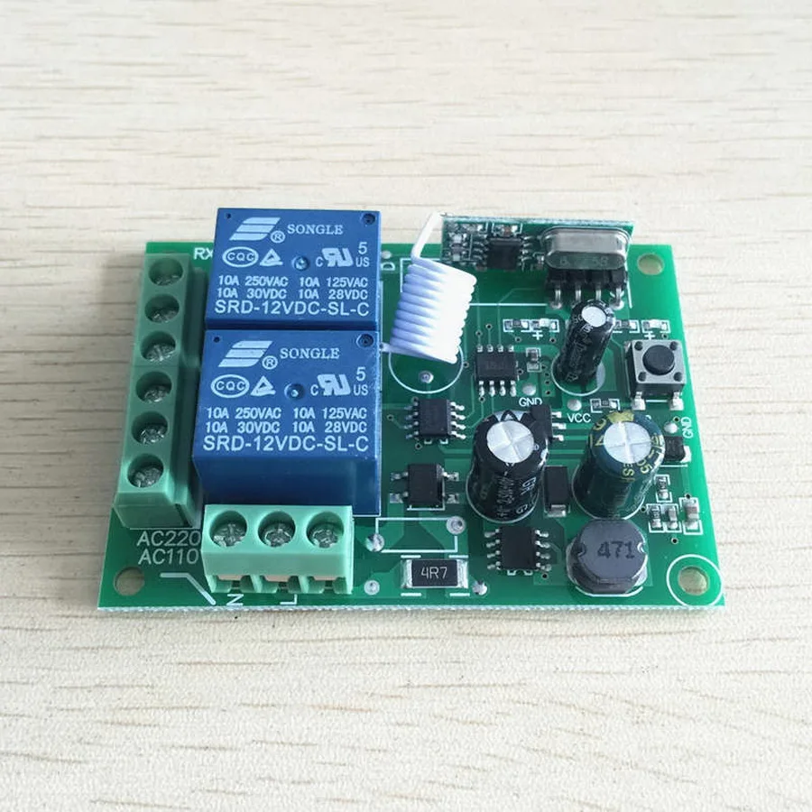dhl-or-fedex-50pcs-433Mhz-Universal-Wireless-Remote-Control-Switch-AC-250V-110V-220V-2CH-Relay (2)