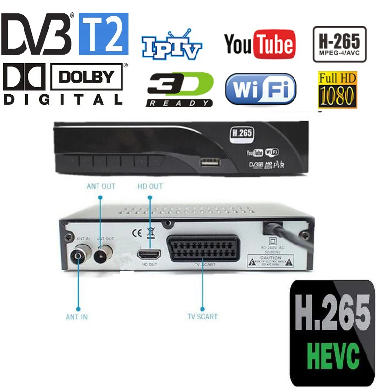 

newest DVB-T2 digital receiver supports H.265/HEVC DVB-T h265 hevc dvb t2 hot sale Europe