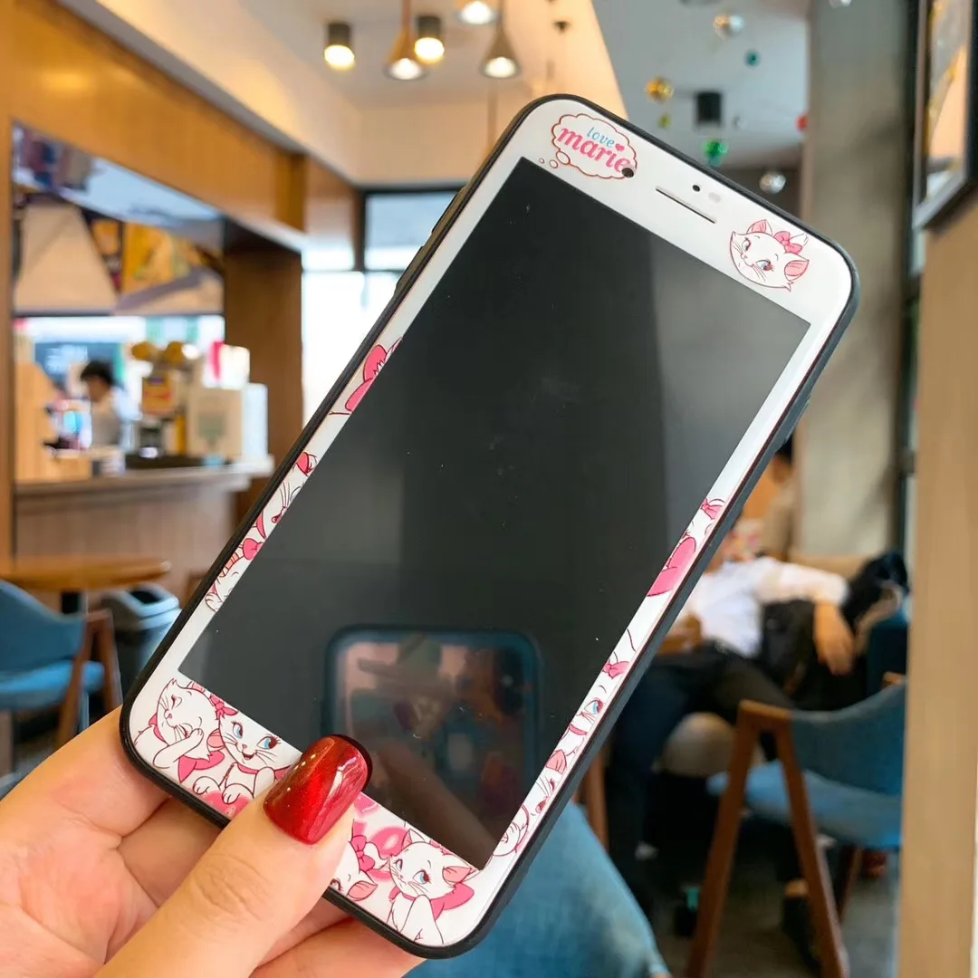 

3D Soft Curve edge Tempered glass for iphone 6 7 8 6S Plus Front Screen Protector Full Cover Sanrio Cartoon Twins star My Melody