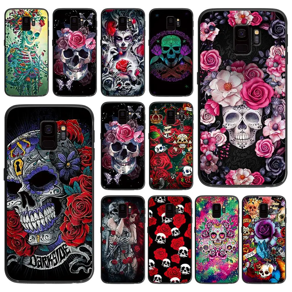

Rose skull for Samsung Galaxy A5 A6 A7 A8 A9 2017 Phone Cover Plus M10 M20 M30 silicone phone cases