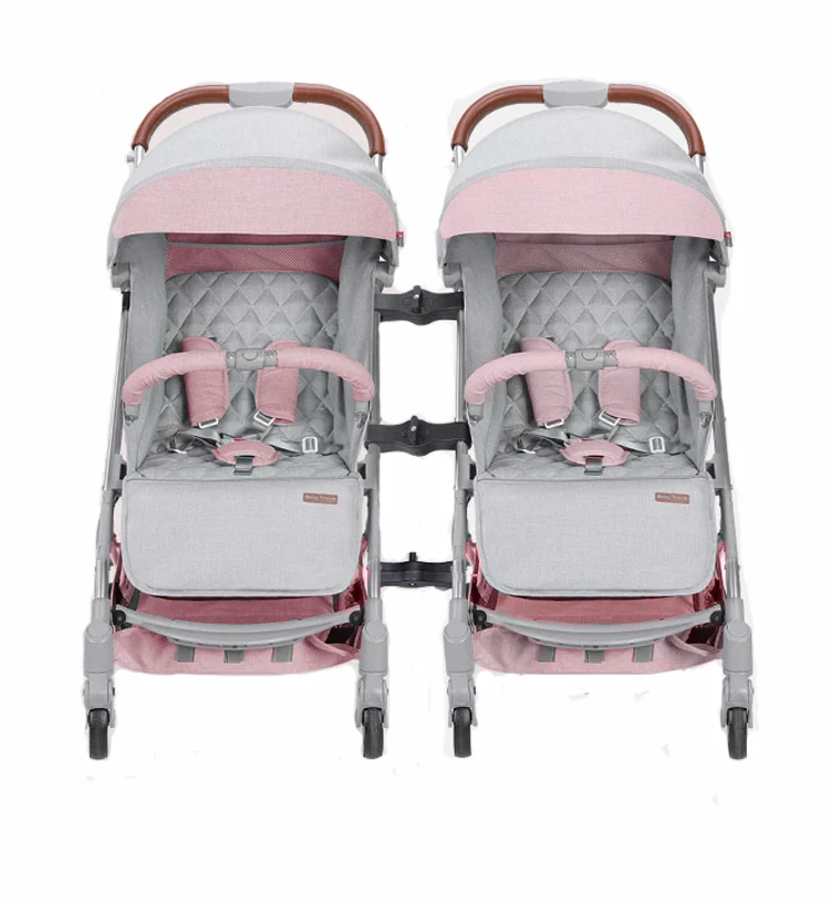 Детская тележка может сидеть, лежать и переносить складную многофункциональную корзину для новорожденных. Детская коляска для близнецов - Цвет: pink 3