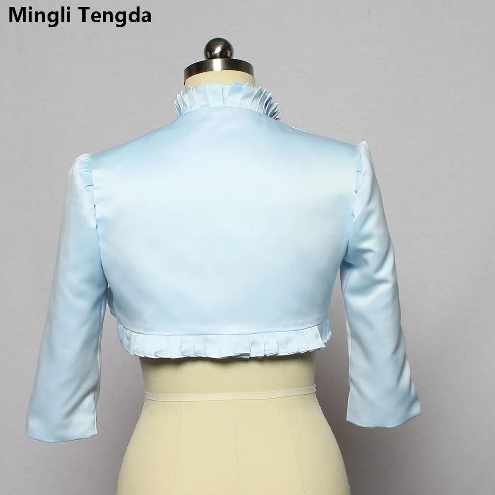 Wedding Shawl Mingli Tengda Wedding Bolero Wraps Bridal Jacket Cape 3/4 Sleeves Wavy Ruffle