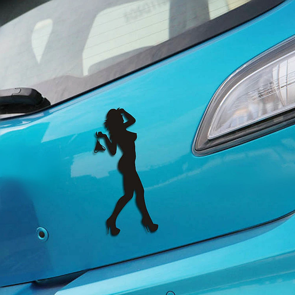 

Car Styling Auto Vinyl Black Cat Motorcycle Waterproof Funny Beautiful Sexy Woman In Bikini Reflective Car-covers Accessories