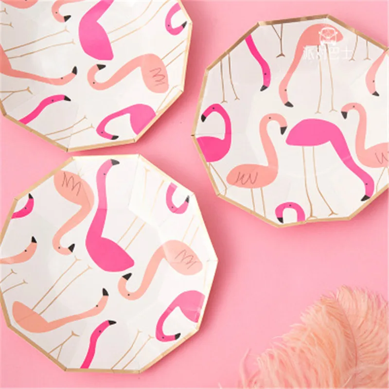 Розовый день рождения одноразовая посуда набор Фламинго вечерние бумажные Салфетка под тарелку кружку Летние Гавайские Фламинго вечерние принадлежности