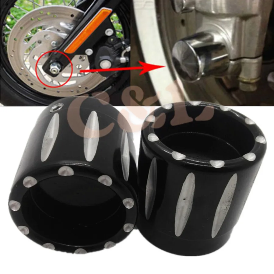 Motorcycle Edge Cut Black Front Axle Nut Cover Bolts For Harley Dyna