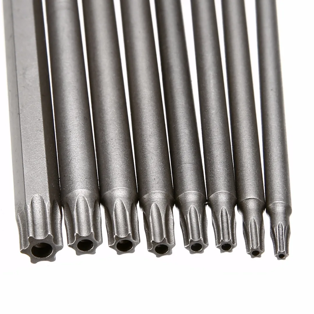 8pcs Magnetic Torx Screwdriver Bit Set 150mm Long Steel Electric Screwdrier Tools T8/T10/T15/T20/T25/T27/T30/T40