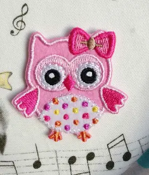 

NEW HOT SALE Pink Owl with Bow Embroidered Iron On Patch Applique Badge Kids Children Cartoon Patch