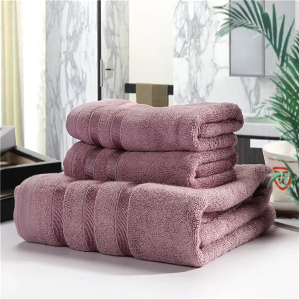 Хлопок бамбуковое волокно полотенце банное полотенце/пляжное полотенце набор жаккардовых полотенец мягкий и пушистый подарочный набор - Цвет: Фиолетовый