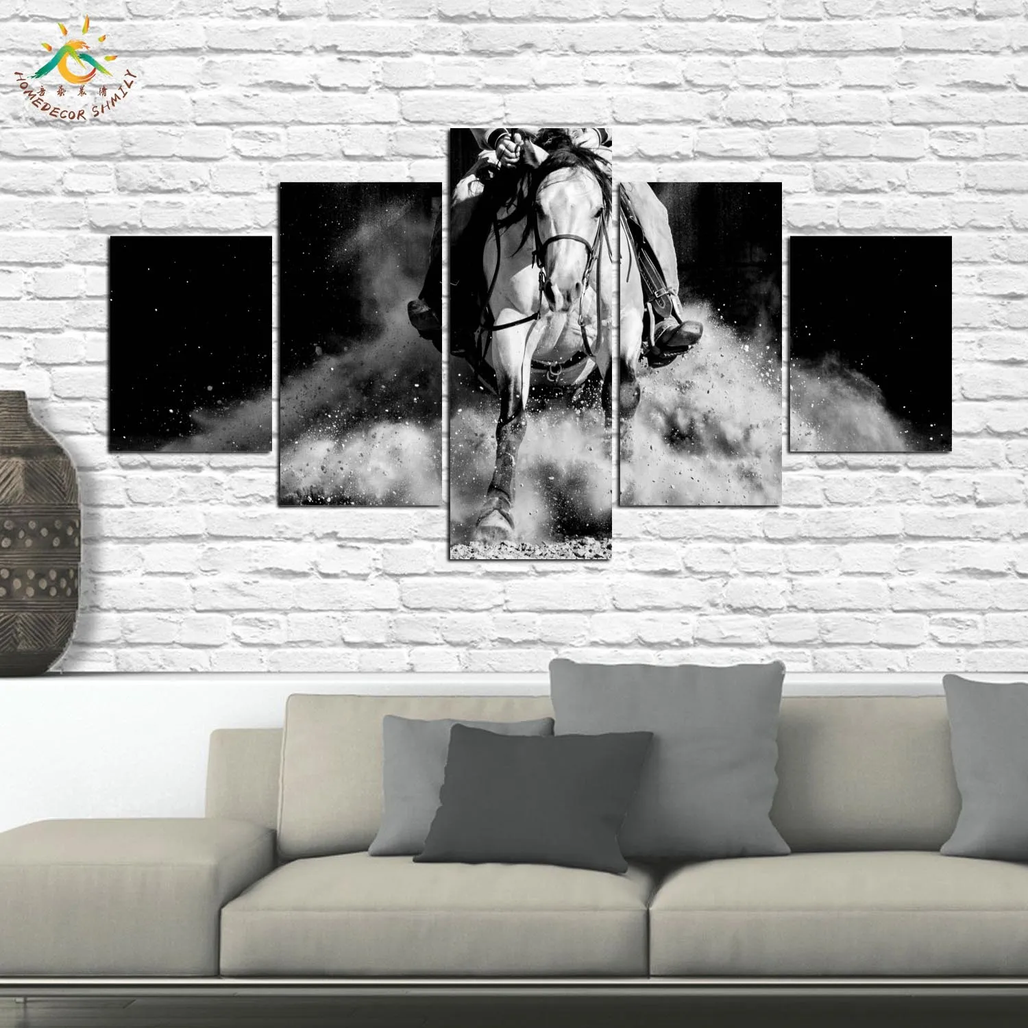 Ковбой на лошадь Wall Art HD Художественная печать холсте Картина модульная картина и