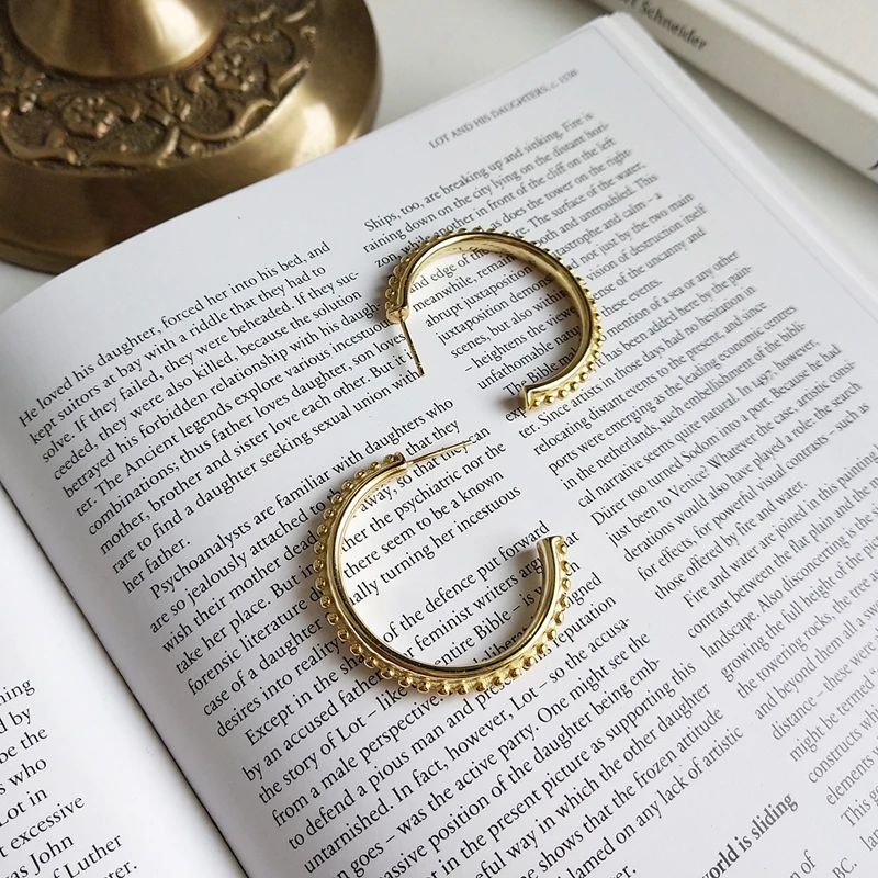 

LouLeur 925 sterling silver convex bead exaggeration earrings gold fashion flow big earrings for women party jewelry 2018 gift