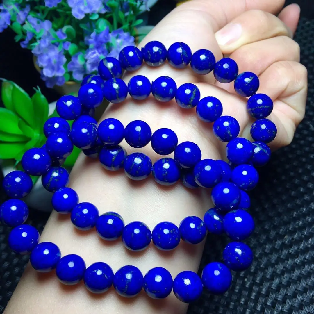 

Drop Shipping Genuine Natural Lapis Lazuli Gemstone Bracelet 9.8-8.8mm For Woman Female Crystal Stretch Gift Bracelets AA