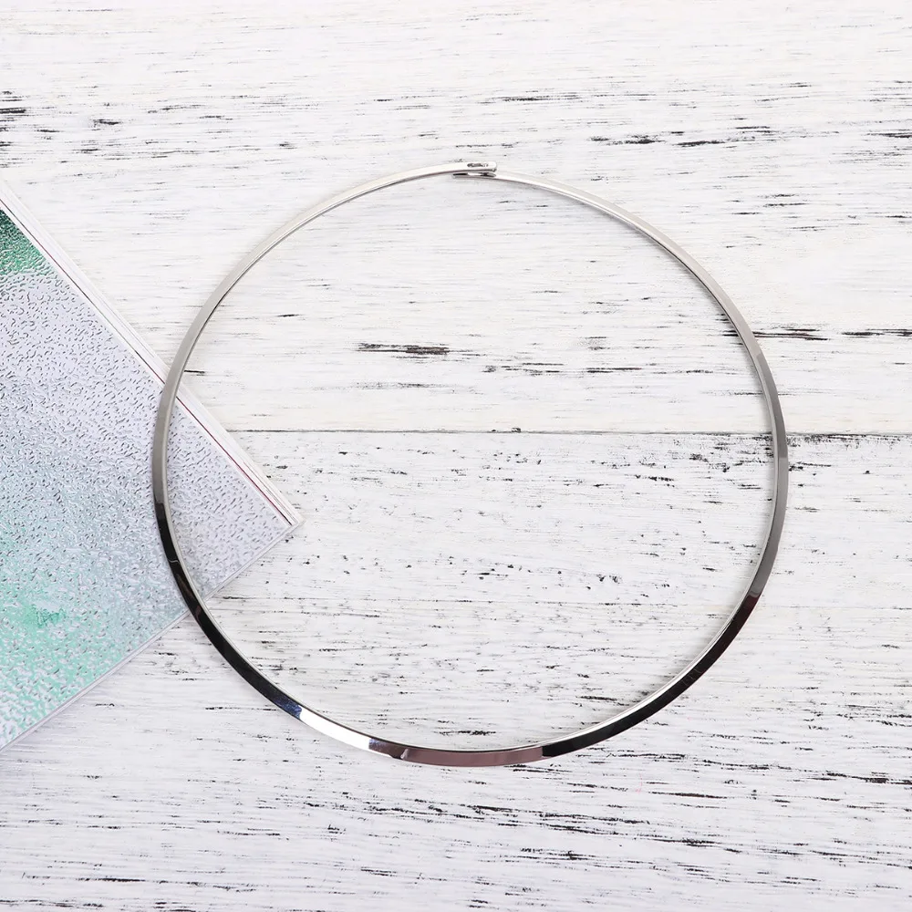 304 Stainless Steel Wire Collar Neck Round Circle Torque Necklace Dull Silver Color 45.5cm(17 7/8") long 1 Piece DoreenBeads women jewelry,metal choker necklace