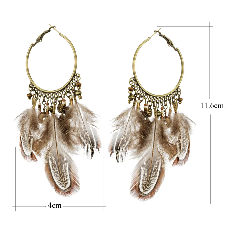 2017 Винтаж Перо Серьги для Для женщин букле d'oreille Femme модные длинные Brinco