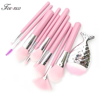 

11pcs Rose Gold Mermaid Makeup Brush Set Foundation Blending Power Eyeshadow Contour Concealer Blush Cosmetic Make Up Brush Kits