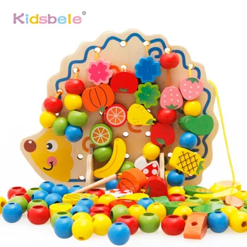

Early Learning Wooden Toys Hedgehog Fruit Beads Child Hand Eye Coordination Skills Development Educational Toys For Kids