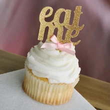 Блестящие топперы для капкейков Eat me Золотой декор чайной