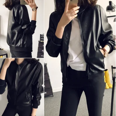 

2017 spring new Korean version of the Slim was thin leather motorcycle leather jacket jacket short jacket tide women students