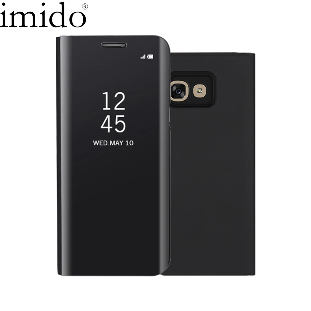 For samsung A5 A7Case Classic Leather Smart Window View Mirror Case galaxy A3 A7 2017 2018 case Flip Phone |