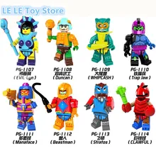 8pcs lot PG8094 Super Heroes HE Man MASTERS Evil Lyn Whipcash Trap Jaw Manaface Beastman Building