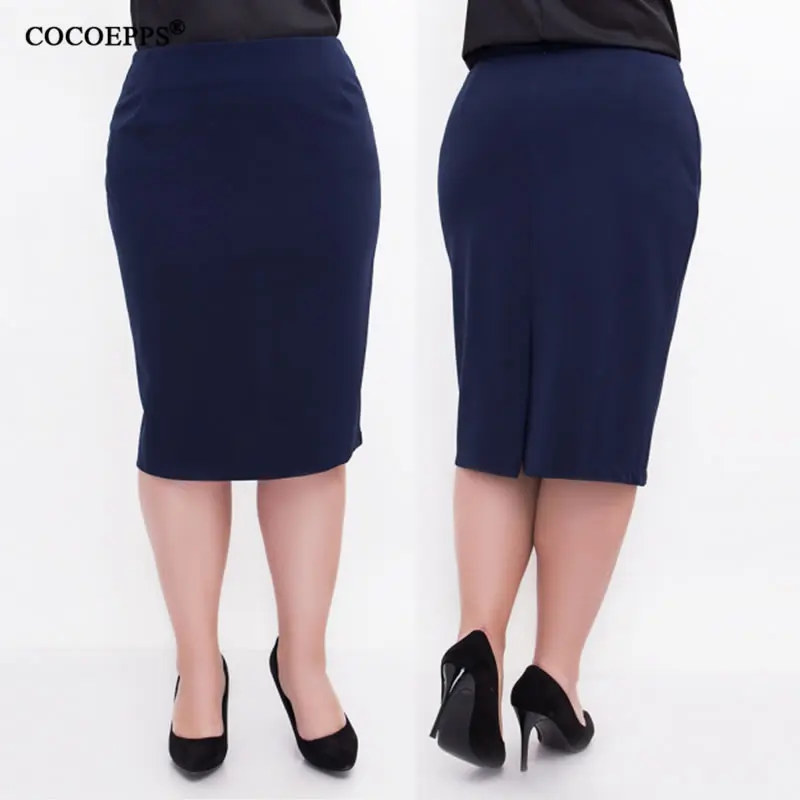 5XL 6XL женская сексуальная модная летняя юбка на высокой талии плюс размер новая облегающая узкая юбка-карандаш элегантная повседневная юбка черная