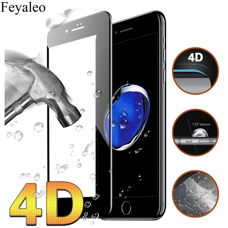9H 4D закругленный край Полное покрытие закаленное стекло для iPhone 6 7 6Plus 6sPlus 7Plus