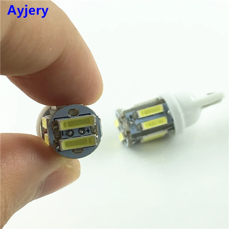 Ayjery! Супер яркие 300 шт T10 7014 10 SMD W5W 10Led автомобильные дверные огни 12VDC приборные лампы белые Автомобильные светодиодные лампочки