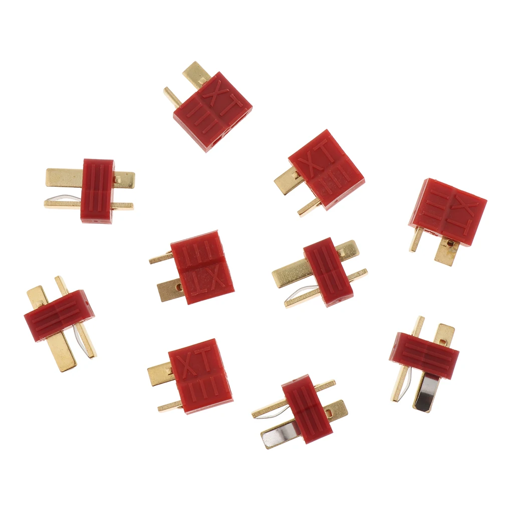 5 Pairs Deans Style Male and Female T Plug Non-slip Connector DIY Accessories for RC Car Boat Model