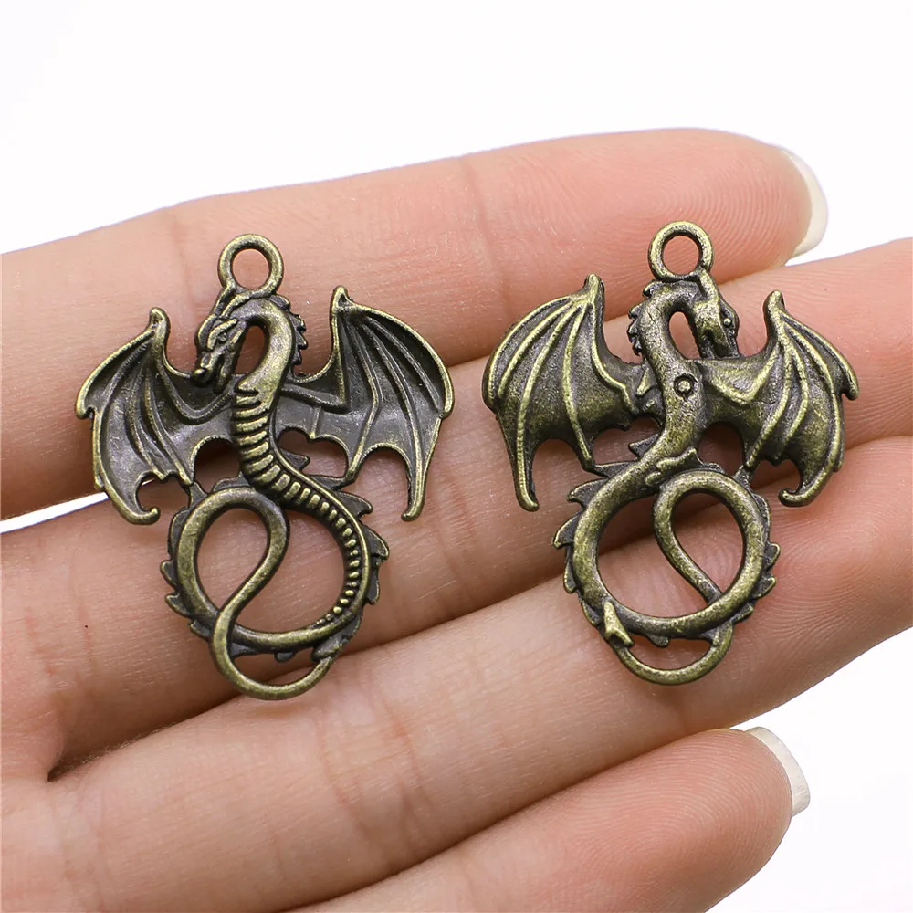 

Clearance Sale 4pcs Antique Bronze Color 28x35mm Dragon Charms Pendant For Jewelry Making Diy Jewelry Findings