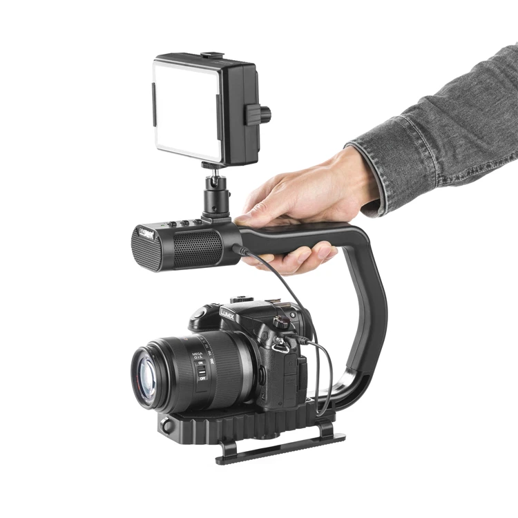 Sevenoak Micrig U Grip Handle with Built-in Stereo Microphone Stabilizer for Camera LED Light Smartphones and Camera Accessories and GoPro Action Cameras 