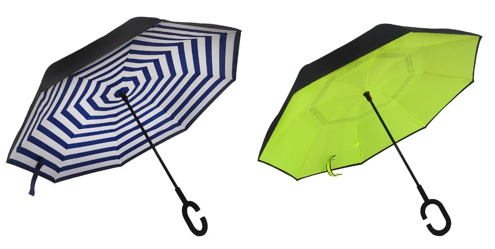 14.Folding Reverse Umbrella Double Layer Inverted Windproof Car rain Women men kids Umbrellas C-Hook Hands sun parasol