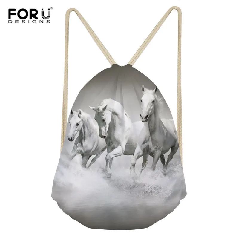 FORUDESIGNS 2019 Crazy Horse мешок с кулиской принтом для детей Мягкая Повседневная сумка