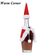 1 комплект Санта-Клауса рождественское красное вино набора парфюмных крышка с рождественской шляпой одежда свадебные подарки Окт 26