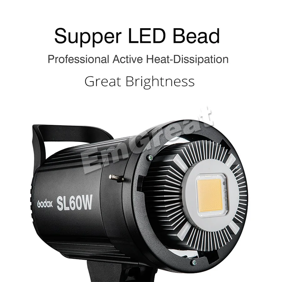  Godox SL60W Led Video Light 5600K 60W CRI 95+ Bowens Mount with Remote Controll & BD-04 Barn Door H - 32989759431
