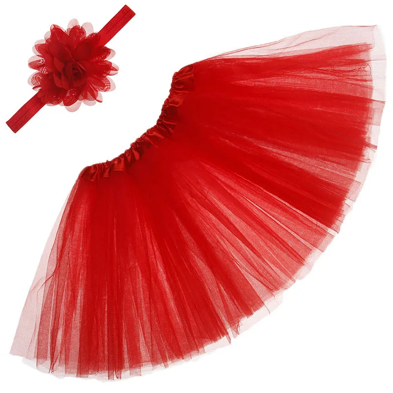 Nishine/платье-пачка для новорожденных с шифоновой повязкой на голову с цветком; комплект для девочек; подарок на день рождения; реквизит для фотосессии; Детские платья; одежда принцессы - Цвет: red