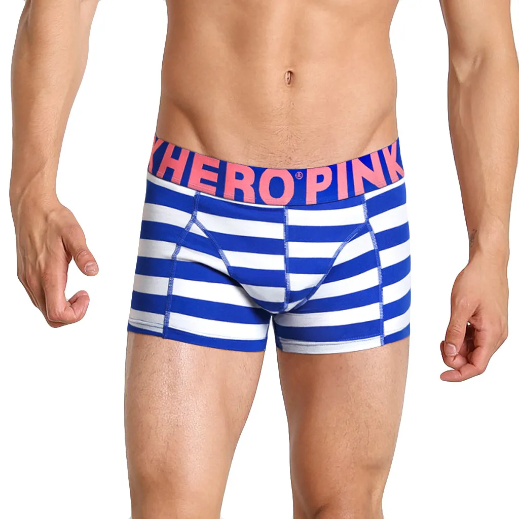 PINK HEROES Underpants Men Sexy Underwear Mens Stripe Underpants Knickers Sexy Briefs Shorts Cotton Underwear DEC21