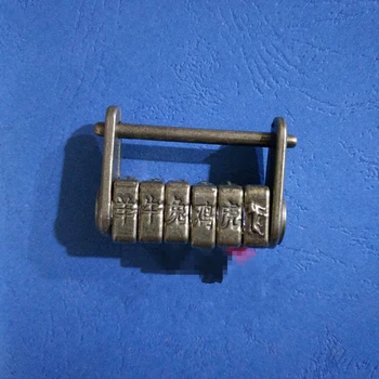 

china Vintage style Brass bronze 12 zodiac antique copper lock Press Button Tricky Padlock decoration metal crafts