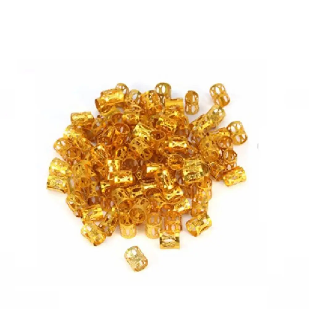 Gold 100 шт./компл. Инструменты для укладки волос красочные бусины для косичек кольца манжеты Инструменты для укладки волос недавно - Цвет: Gold