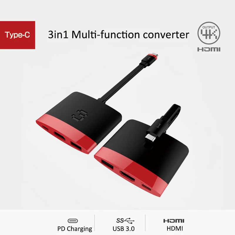 

Thunderbolt 3 USB C Type c to HDMI 4K USB3.0 PD 60W Fast Charging 3 in 1 USB HUB For Macbook Pro Samsung s9 s10 Huawei Matebook