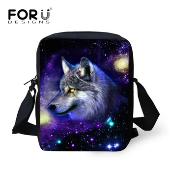 

FORUDESIGNS Universe Space Galaxy Wolf/Owl/Dog Print Women Handbags Brand Kids Girls Small Messenger Bags Crossbody Bag Feminina