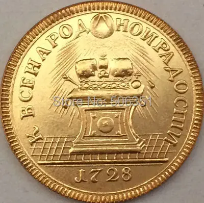 Позолоченные русские монеты 24 К копия 1728 бесплатная доставка|russian flask|coin phonecoin